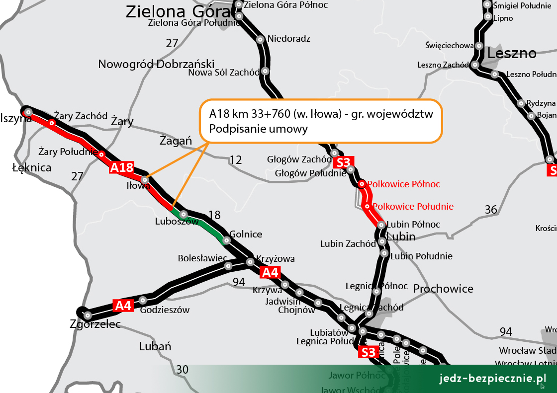 Polskie drogi - przetarg na A18 Iłowa - granica województw lubuskiego i dolnośląskiego